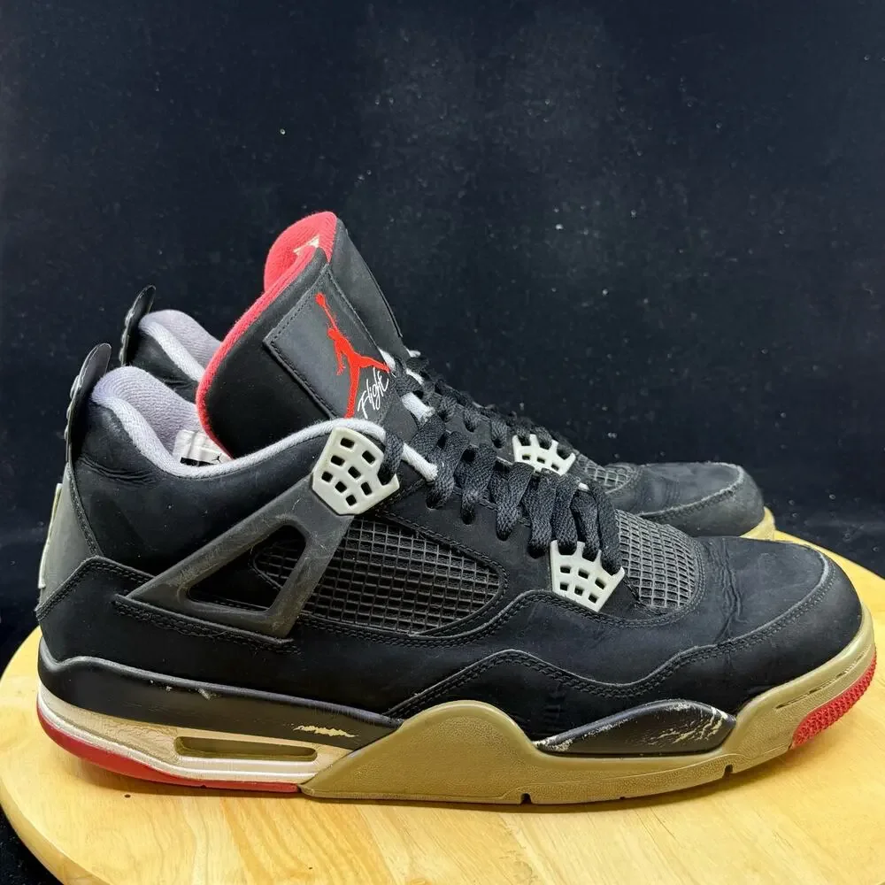 Air Jordan 4 Retro Bred 2012 308497 089 Black/Cement Grey/Fire Red Size 11.5